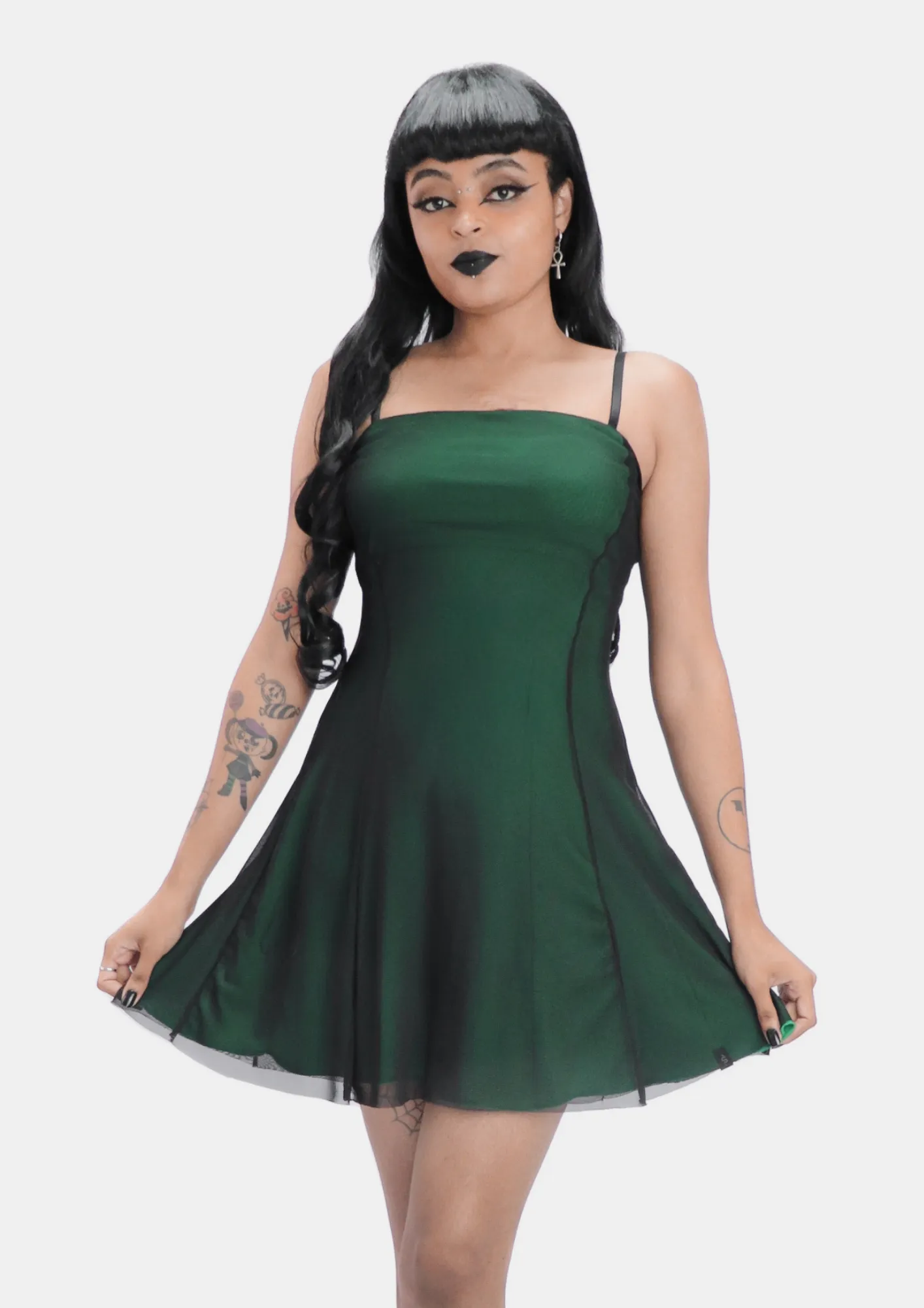 Vestido Evasê Curto Verde Poison Queen-Limitado