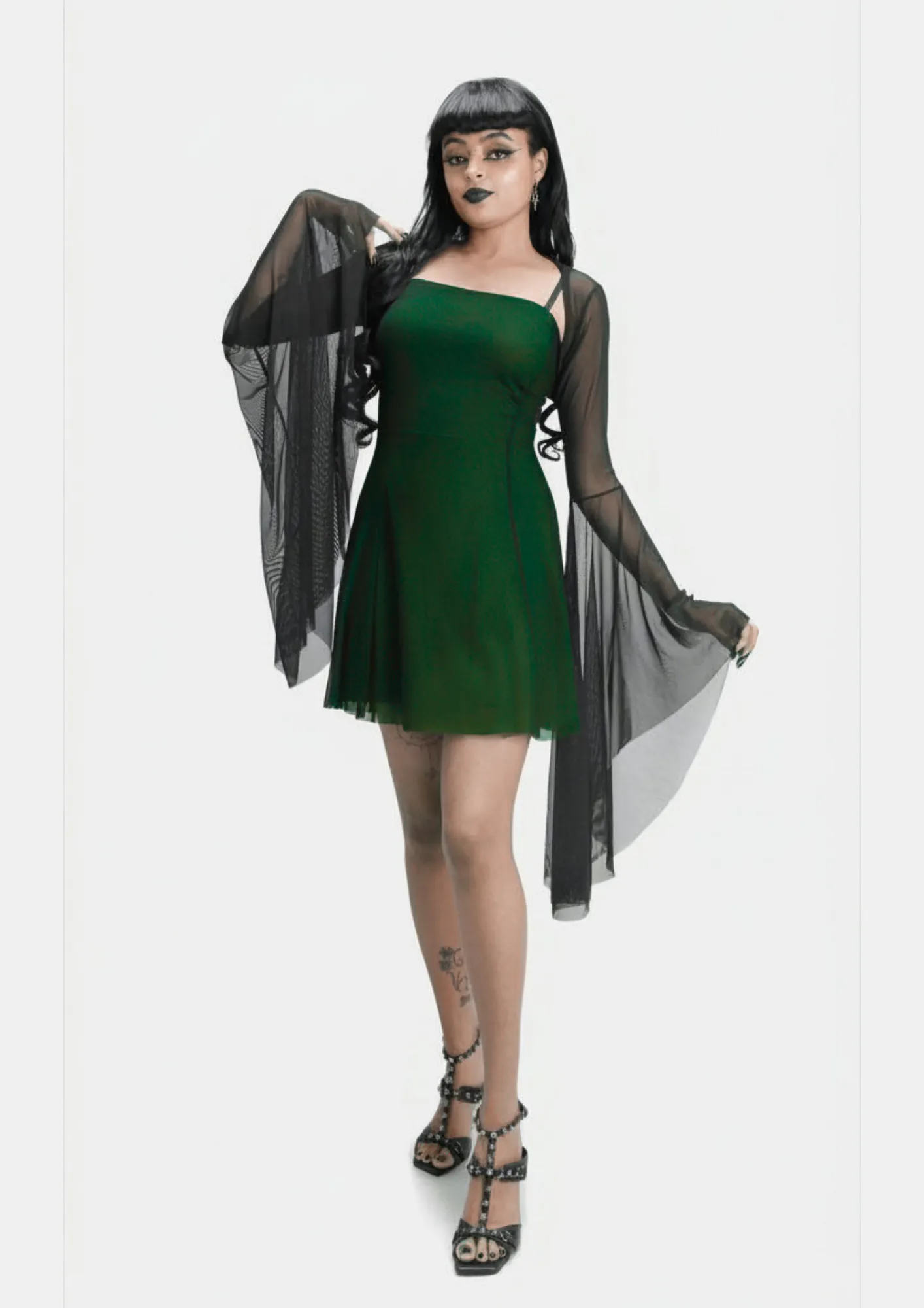 Vestido Evasê Curto Verde Poison Queen-Limitado